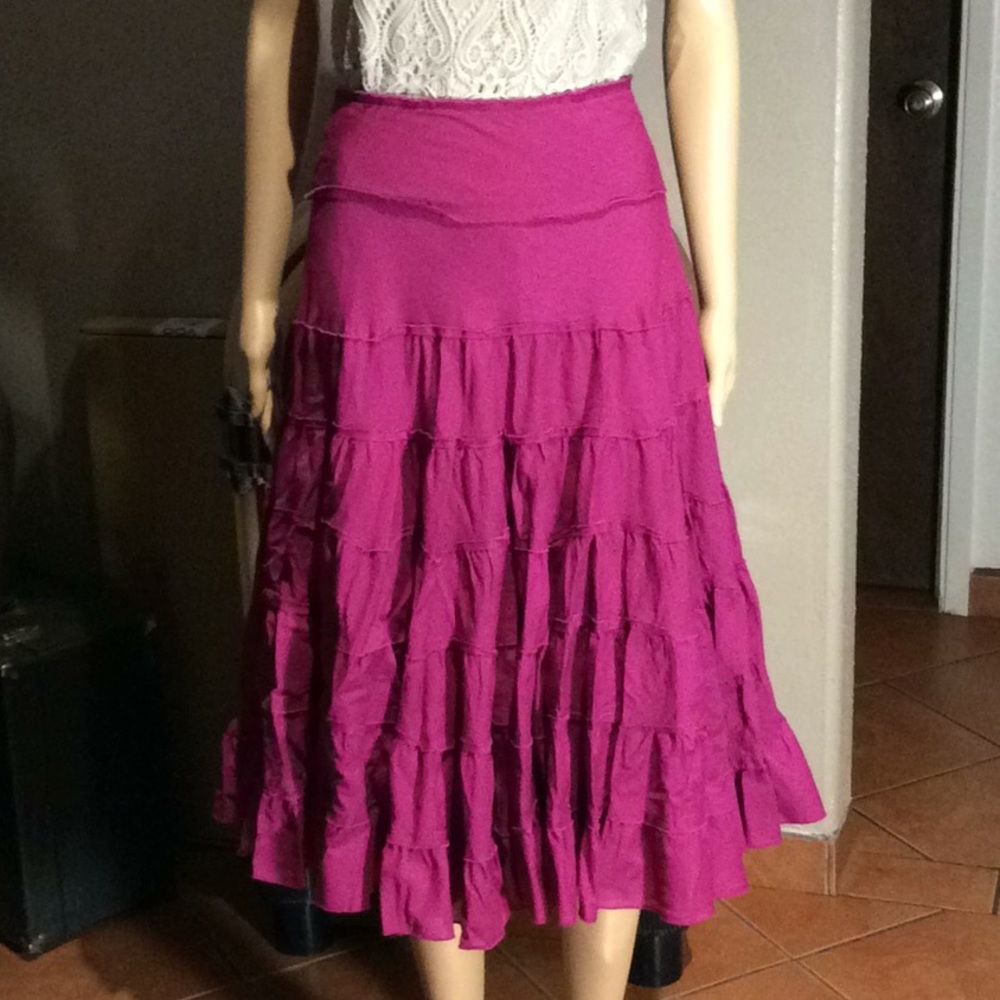 Fushia  SPRING Skirt tiered Cotton🌸